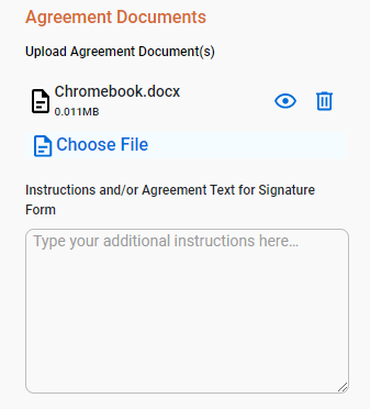 Agreement Documents for a Digital Signature Agreement.